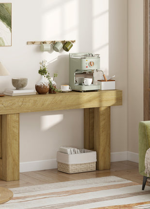 63 Inch Console Table, Sofa Table Behind the Couch with Thickened Tabletop for Living Room, Hallway, Entrance, Oak