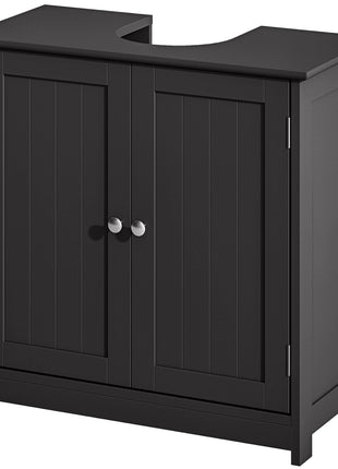 Pedestal Sink Storage Cabinet, Bathroom Sink Cabinet with U-Shape Cut-Out and Adjustable Shelf, Black