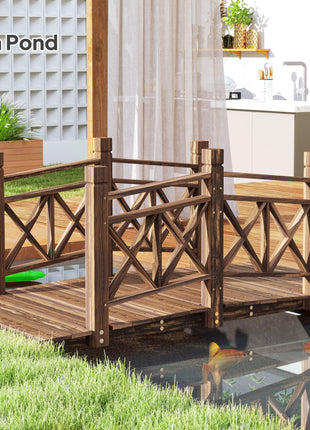 5 ft. Wooden Garden Bridge Footbridge for Backyard Ponds, Creeks, Streams, Carbonized