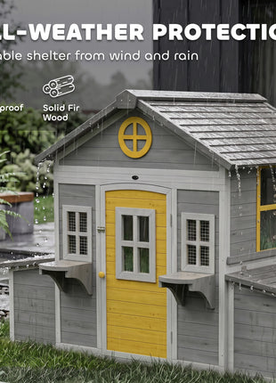 Wooden Chicken Coop, Hen House for 2-4 Hens, Outdoor Playhouse Poultry Cage with Nesting Boxes, Waterproof Roof, Windows