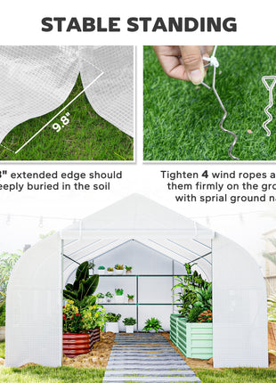 Walk In Tunnel Greenhouse, Portable Outdoor Plant House with Roll Up Doors