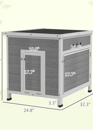 Wooden Duck Coop with Openable Roof, Removable Floor, Double Doors, Ramp, for 2-4 Ducks, Chickens, 25" x 32" x 30"