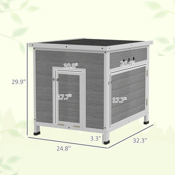 Wooden Duck Coop with Openable Roof, Removable Floor, Double Doors, Ramp, for 2-4 Ducks, Chickens, 25" x 32" x 30"