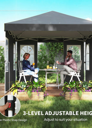 9.6 x 9.6 ft Pop Up Canopy Tent with Sidewalls, One Push Setup, UPF50+ Portable Instant Canopy Shelter, Dark Gray
