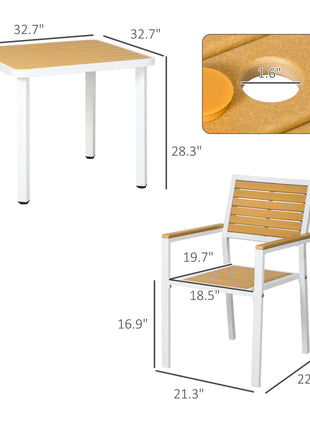 5pc Patio Table and Chairs Set, Aluminum Patio Dining Set w/ HDPE Materials, Umbrella Hole, Yellow