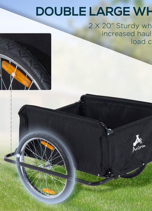 Bicycle Cargo Trailer, Two-Wheel Bike Luggage Wagon Trailer with Removable Cover, Wheel 20", Red