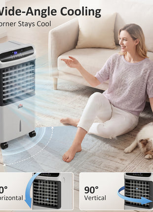 3-In-1 Ice Cooling Fan, Mobile Evaporative Air Cooler with Remote, Timer, Oscillating for Home Office, Bedroom, Gray