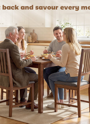 Set of 4 Dining Chairs, Upholstered Dining Room Chairs with Rubberwood Legs for Kitchen, Farmhouse Walnut