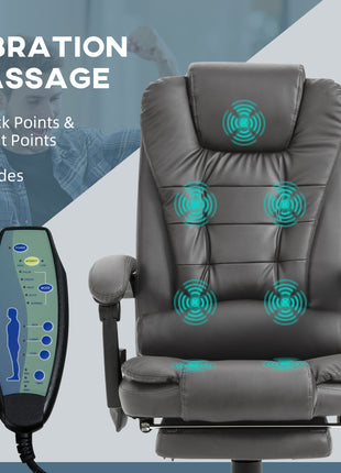 7-Point Vibrating Massage Office Chair High Back Massaging Office Desk Chair with Lumbar Support, Footrest, Gray