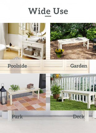 2-Seat Wood Garden Bench, Patio Bench Outdoor Bench with Slatted Seat, Backless Front Porch Bench for Park, Garden, Poolside, Deck, Nature Wood