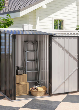 Small Metal Garden Shed, 3.3' x 3.4', Galvanized Steel, Lockable Tool Shed for Patio, Backyard, Lawn, Dark Gray