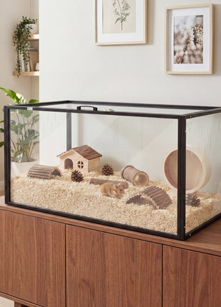 Large Acrylic Hamster Cage, Chewproof Guinea Pig Cage with Openable Top, for Hedgehog, Dwarf Hamster, Rat
