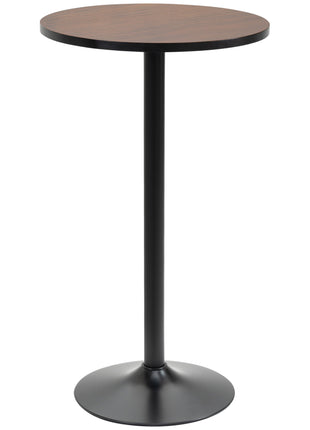41" H Bar Height Round Bar Table, Rustic Industrial Pub Table, Elm Wood Top Bistro Table with Metal Base