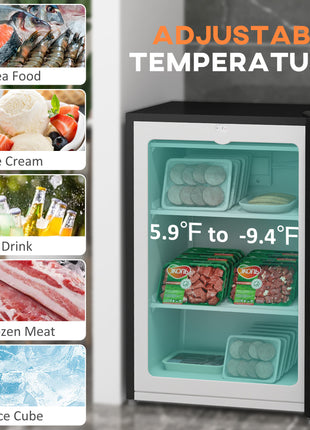 Upright Freezer, 3 Cu Ft Small Freezer with Reversible Single Door, Adjustable Thermostat for Home, Apartment, Black