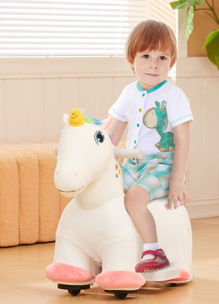 Kids Ride on Unicorn, 6V Battery Powered Electric Ride on Animal Toy w/ Music Forward, Foot Pedal for Aged 18-36 Months