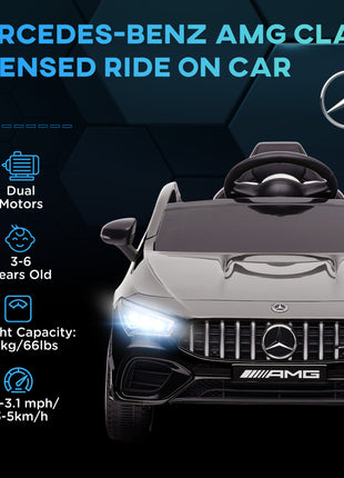 Mercedes-Benz AMG Licensed 12V Kids Ride on Car with Remote Control, Rear Suspension, LED Lights, Music, Black