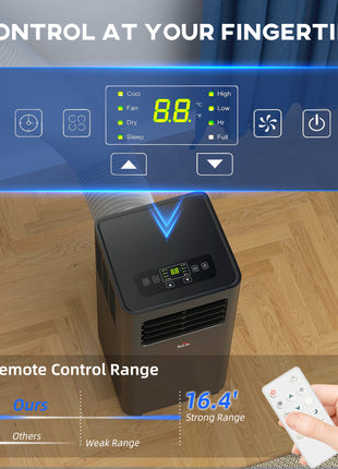 10000 BTU Mobile Air Conditioner, 441 Sq. Ft., AC Unit with Dehumidifier, Sleep, 24H Timer On/Off, Window Kit, Black