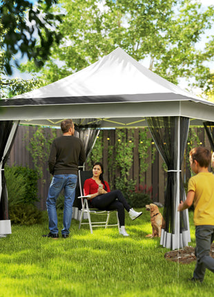 12 x 12 ft. Canopy Tent with Mesh Netting, UPF50+ Pop Up Tent with Carry Bag for Garden, Patio, Light Gray