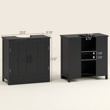 Bathroom Sink Cabinet, Pedestal Sink Cabinet with Adjustable Shelf, Black