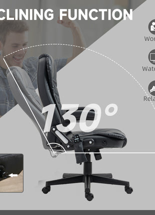 Massage Office Chair, Heated Reclining Computer Chair with 6 Vibration Points, Armrest and Remote, Black