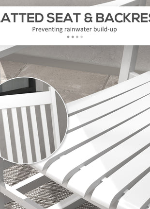 Wooden Rocking Chair Set, Curved Armrests, High Back, Slatted Seat Outdoor Rocker Set, White