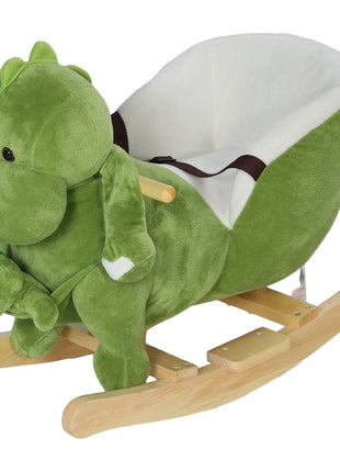 Rocking Horse, Ride on Dinosaur w/ Seat Belt, 32 Songs & Hand Puppet for 18-36 Months, Green