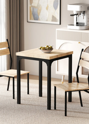 3 Piece Dining Table Set for 2, Modern Kitchen Table and Chairs, Dining Room Set for Breakfast Nook, Light Wood Grain