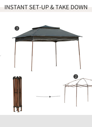 11x11 Outdoor Canopy, Portable Gazebo with Zipper Netting & Carry Bag Perfect for Backyard, Patio, Garden, Camping, Dark Gray