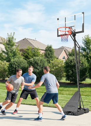 Portable Basketball Hoop Outdoor, 8-10ft Adjustable Basketball Goal, 47 Inch Shatterproof Backboard, Action Grip