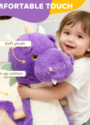 Baby Rocking Horse, Kids Ride On Dragon Toy with Realistic Dragon Roar and Safety Belt for Kids 18–36 Months, Purple