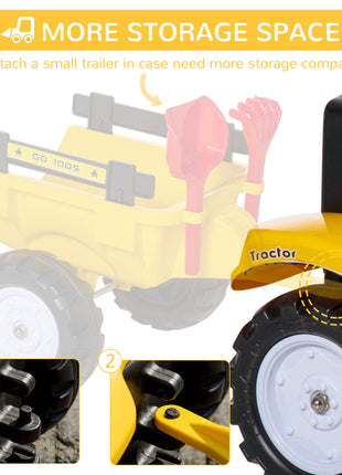Kids No Power Ride-On Excavator with Manual Control Bucket, Yellow