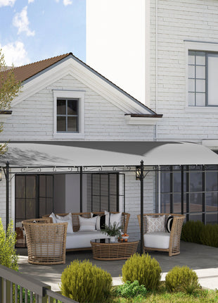10' x 20' Wall-Mounted Outdoor Pergola Canopy, Metal Patio Canopy with Drainage Holes for Backyard, Garden, Dark Gray
