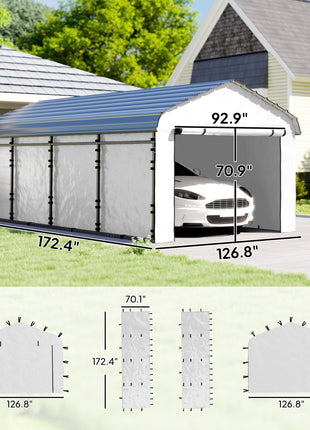 Carport Replacement Sidewall Panel for 10' x 15' Carports, UPF50+ Waterproof Replacement Side Wall Cover, White