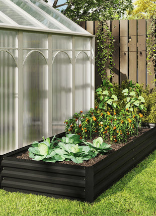 95" x 36" x 12" Galvanized Raised Garden Bed, Easy DIY and Cleaning for Growing Flowers, Herbs, Succulents, Black