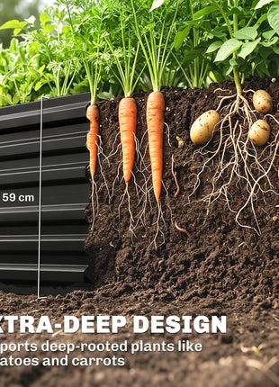 Galvanized Raised Garden Bed, Steel Outdoor Planters with Reinforced Rods, 71" x 36" x 23", Black