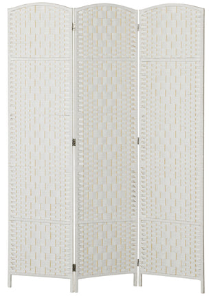 Room Divider, 3 Panel Folding Privacy Screen, 6FT Tall Portable Weave Partition Wall Divider for Bedroom, White
