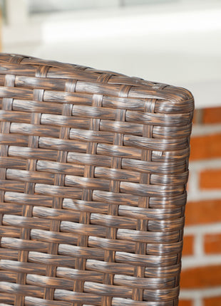 Stackable PE Rattan Outdoor Dining Chairs with Cushion, Patio Wicker Dining Chair with Armrests & Backrest, Blue