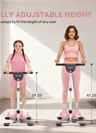 Foldable Ab Twister Board for Waist Trimming with LCD Display, Ab Workout Equipment for Women and Men, Pink