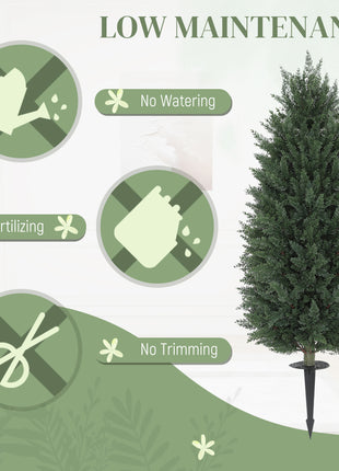 43.3 Inch Set of 2 Artificial Cypress Topiary Tree, Indoor Outdoor UV Resistant Faux Plants with Ground Stake for Garden