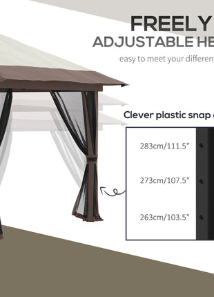 13' x 13' Pop Up Gazebo Instant Canopy Tent Shelter with 2-Tier Roof, Carry Bag, Wight Bags for Outdoor, Garden, Beige