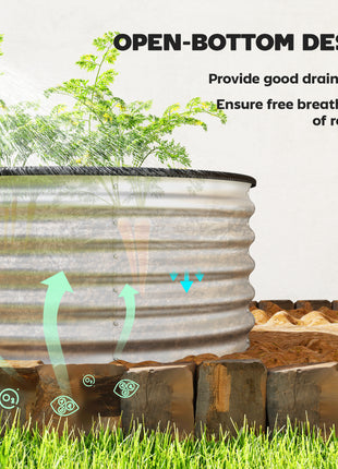 Set of 2 Raised Garden Bed, Metal Planter Box with Safety Edging, Easy-to-assemble Stock Tank 3'x3'x1.4' Silver