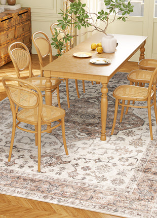 8x10 Area Rug, Vintage Machine Washable Rug, Non-Slip Floor Carpet for Living Room, Bedroom, Dining Room, Tan