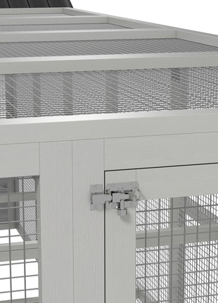 Wooden Chicken Coop Run for 6 - 10 Chickens, Hen House Add-On with Storage, Perches, 141.75" x 48" x 61", Gray