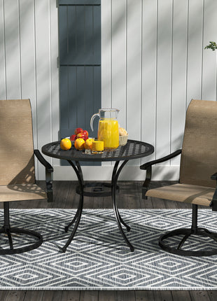 Patio Swivel Chairs Set of 2, High Back Patio Dining Chairs with All-Weather Mesh for Backyard, Lawn, Garden, Brown