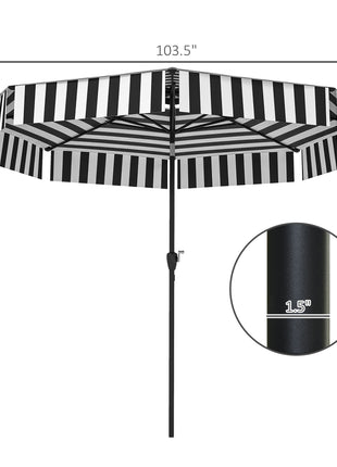 8.6FT Patio Umbrella, UPF 30+ Outdoor Market Umbrella, 2-Tier Vented Patio Table Umbrella with Crank 8 Ribs, Tiltable Porch Umbrella for Garden Deck Poolside, Black