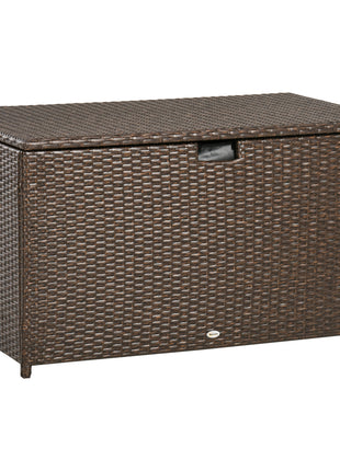 113 Gallon Outdoor Storage Box, Rattan Deck Box for Indoor, Patio Furniture Cushions, Pool Garden Tools, Brown