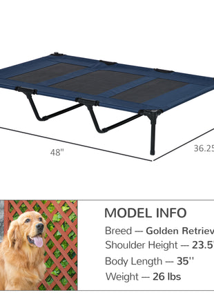 48" x 36" Elevated Breathable Dog Bed w/ Carry Bag Dark Blue