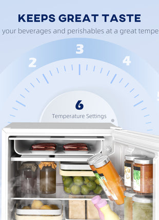 4.5 Cu.Ft Mini Fridge, Single Door Refrigerator with Freezer, Wheels, Adjustable Thermostat, Reversible Door, White