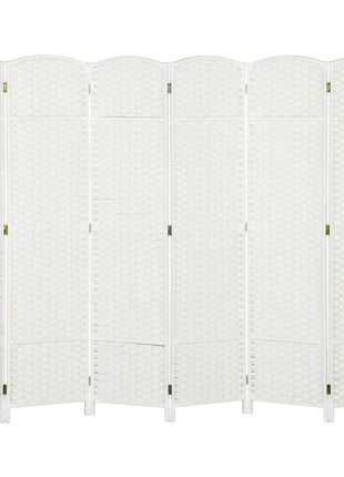 Folding Room Divider Screen 6 Panel 5.6 ' Tall Privacy Screen Freestanding Room Partition for Home Office, White