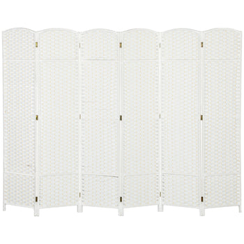 Folding Room Divider Screen 6 Panel 5.6 ' Tall Privacy Screen Freestanding Room Partition for Home Office, White